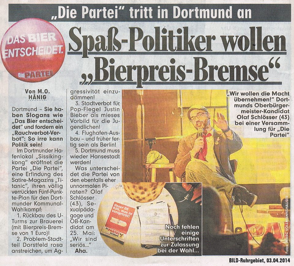 Die PARTEI Dortmund in der BILD-Zeitung