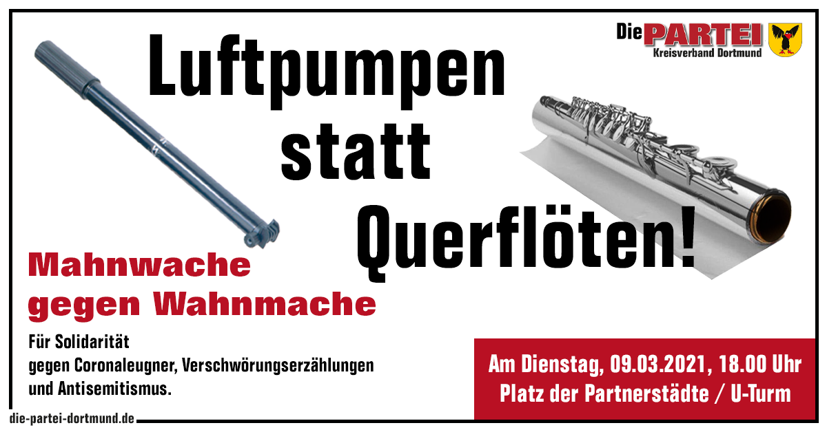 Luftpumpen statt Querflöten – Mahnwache gegen Wahnmache